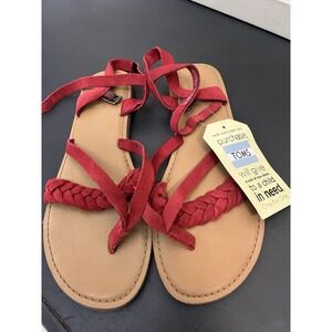 Toms Women's Red Suede Lexie Sandal Slingback Strappy‎ Sandals 8.5